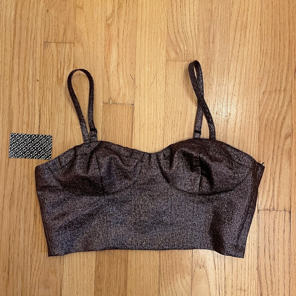 H&M cropped metallic bustier top